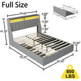 Bed With LED Lights, 4 Drawers, Winged Headboard Upholstered