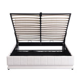 Upholstered Bed With Hydraulic Storage System And LED Light, With Sockets And USB Ports