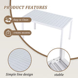 Modern Long Table, UV Resistant And Rust Proof, Pp Tabletop, UV Resistant Powder Coated Metal Legs - Snow White