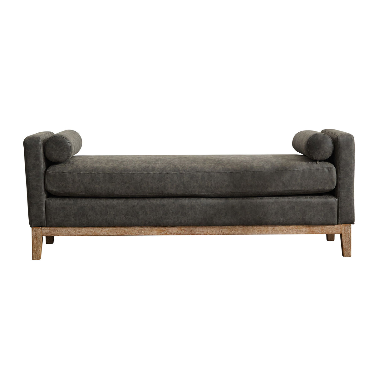 Elegant Upholstered Bench Daybed Ottoman With Bolster Pillows