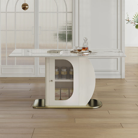 Dining Table For 4 - 6 People, Storage Shelf - White