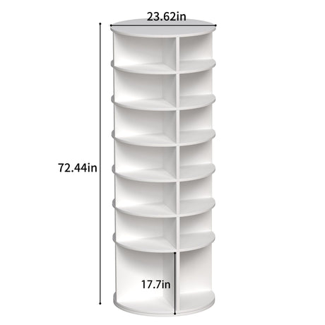 6 Tier Spinning Shoe Rack, Free Standing, 360° Revolving Shoe Organizer - White