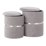 Cinch - Contemporary / Glam Nesting Ottoman Set - Chrome / Silver