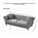 Chesterfield 3 And 2 Seater Velvet Upholstery Sofa With Roll Armrest & Nailhead Fabric Couch