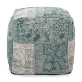 Ocean - Square Pouf Ottoman And Floor Cushion - Teal / Beige