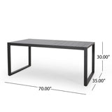 Modern Outdoor Aluminum Rectangular Dining Table With Slatted Top