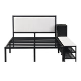 Platform Bed With 2 Tier Storage Shelves, Storage Cabinet