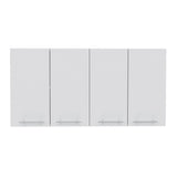 Wall Cabinet Four Doors, With Two Internal Shelves And Internal Plate And Glass Organizer - White