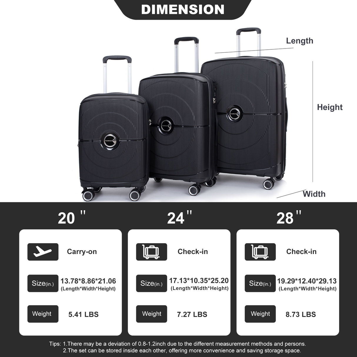 Expandable Hardshell Suitcase Double Spinner Wheels Luggage Sets