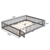 Solid Floor Bed With Door And Fence For Children