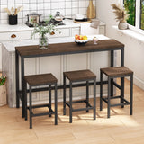 Modern Design Long Dining Table Set With 3 Stools