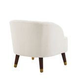 Elegant Upholstered Barrel Accent Chair With Wooden Legs