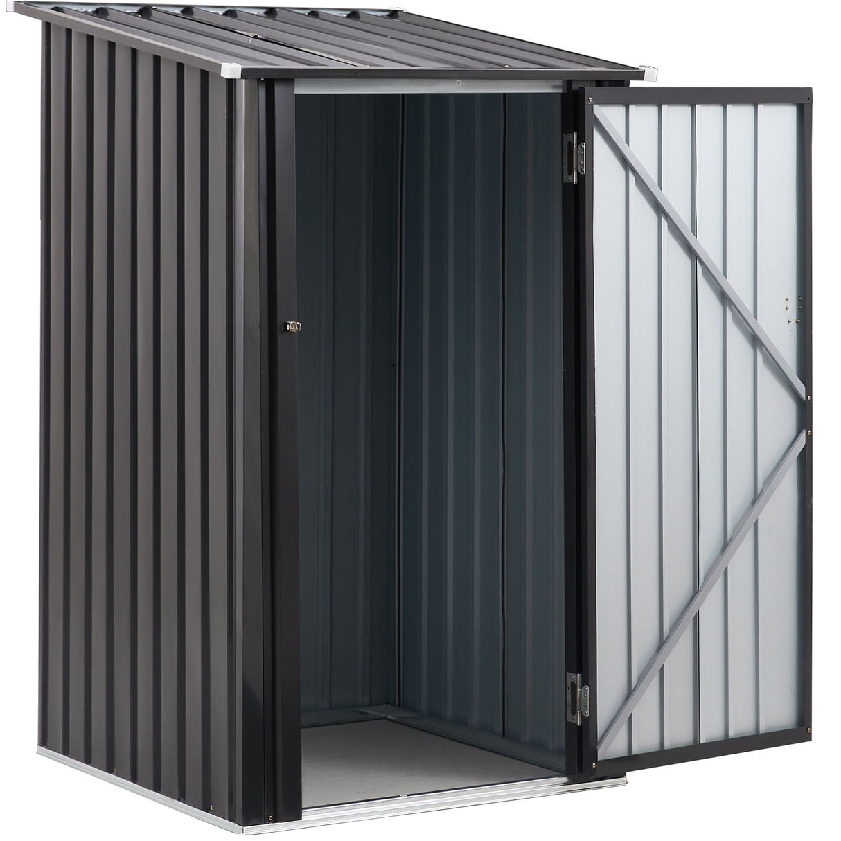 Outdoor Storage Shed, Metal Steel Garden Shed With Single Lockable Door, Small Shed Outdoor Steel Utility Tool Shed For Backyard Patio Garden Lawn - Black