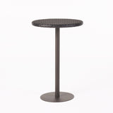 Outdoor Round Rattan Bar Table With Iron Frame - Multi Brown