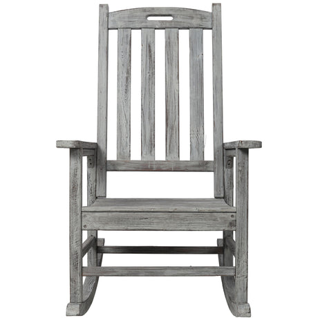 Oversized Porch Rocker Chair With Wide Seat And Tall Backrest
