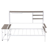 Daybed With Movable Desk, Grid, Shelves And Clothes Hanger
