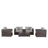 Wicker Seating Group Set With Table And Cushions