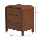Lionel - Mid-Century Modern Nightstand 3 Drawer Bed Side Table - Brown