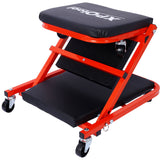 Mechanic Creeper, Z Creeper Seat 2 In 1 Low Profile With 6 Wheels Steel Vinyl - Red
