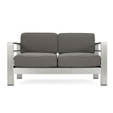 Outdoor Aluminum Loveseat With Cushion - Gray