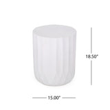 Outdoor End Table With Scallop Edge - Antique White