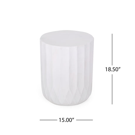 Outdoor End Table With Scallop Edge - Antique White