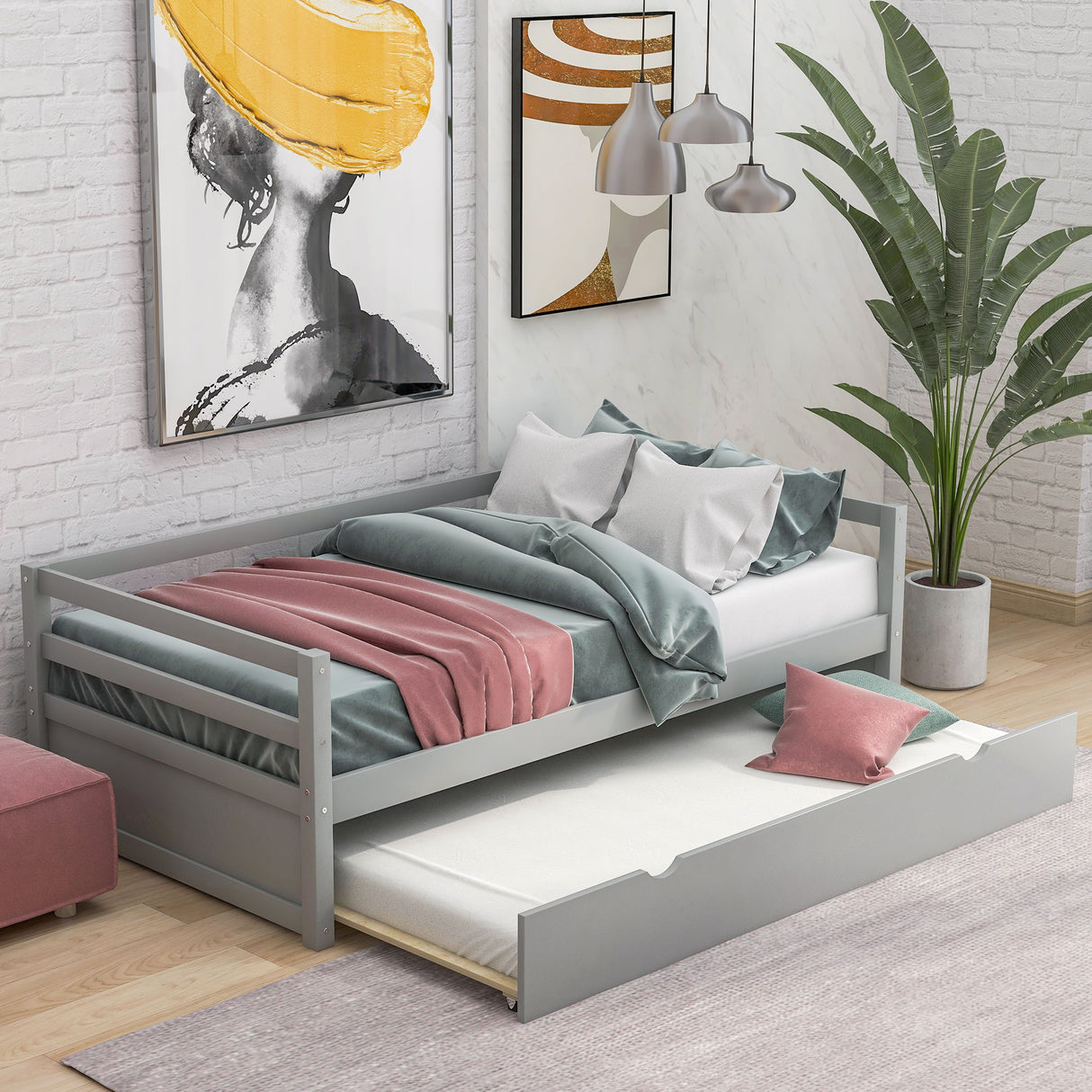 Twin Daybed With Trundle Frame Set
