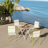 4 Piece Set Of Modern Color Block Designed Single Chairs With Folding Square Table