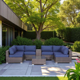 Elegant 4 Person Wicker Patio Seating Set With Cushions And Glass Top Table