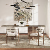 Artemis - Mixed Material Upholstered Dining Arm Chair - Warm White