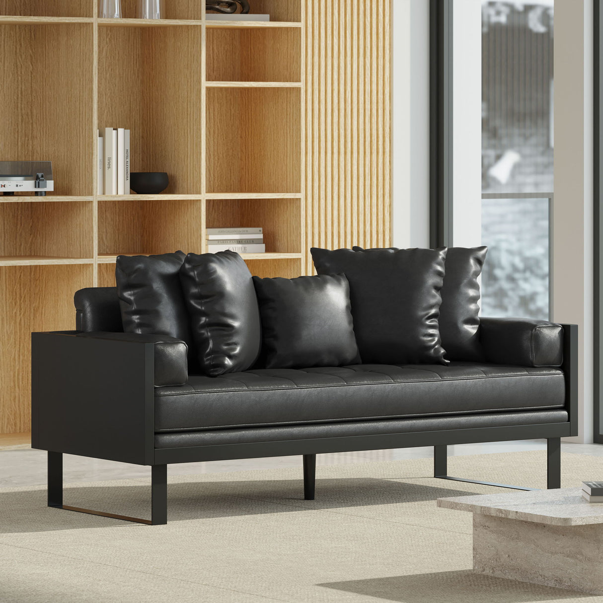 Contemporary Oversized Loveseat With Accent Pillow