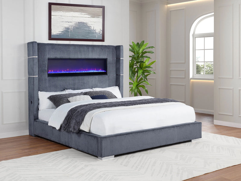 Tisdall Wingback Bed with Flame Visualizer