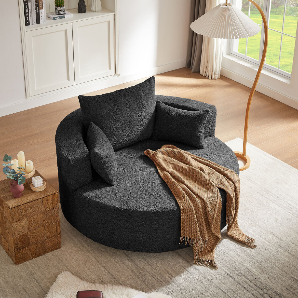 360° Swivel Chair Accent Barrel Chair With Removable Pillows