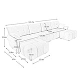 Sofa Set With Ottoman And Pillows, Textured, High Resilience Cushions