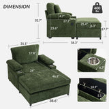 Chenille Fabric Sofa Bed With Cupholders And USB Charging Ports Chair For Living Room