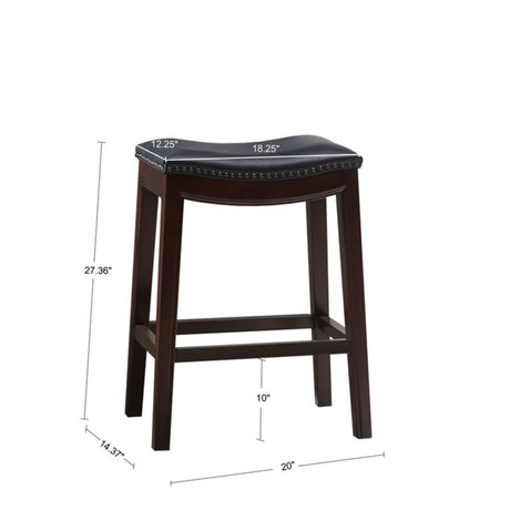 Saddle Counter Stool With Antique Bronze Detailing And High Density Foam - Navy