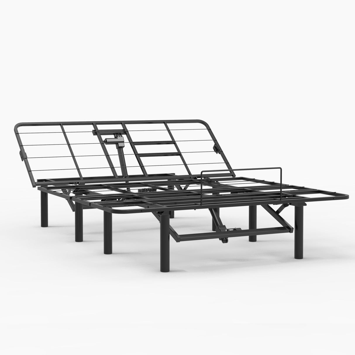 Adjustable Bed Base Frame With Head And Foot Incline, Quiet Motor, Queen Size Steel, Dual USB A, C Ports - Black