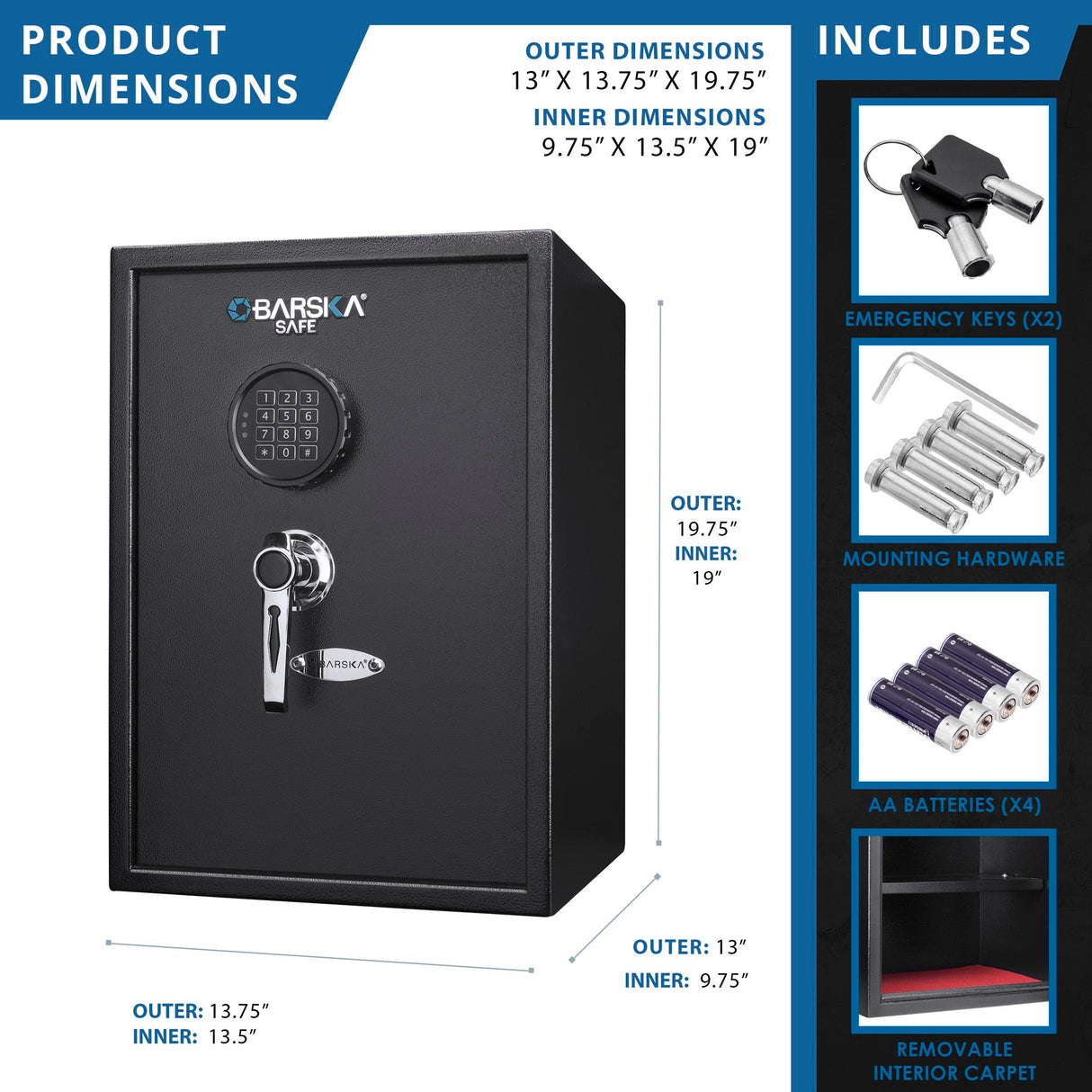 Large Digital Keypad Safe 1 45 Cubic Ft - Black