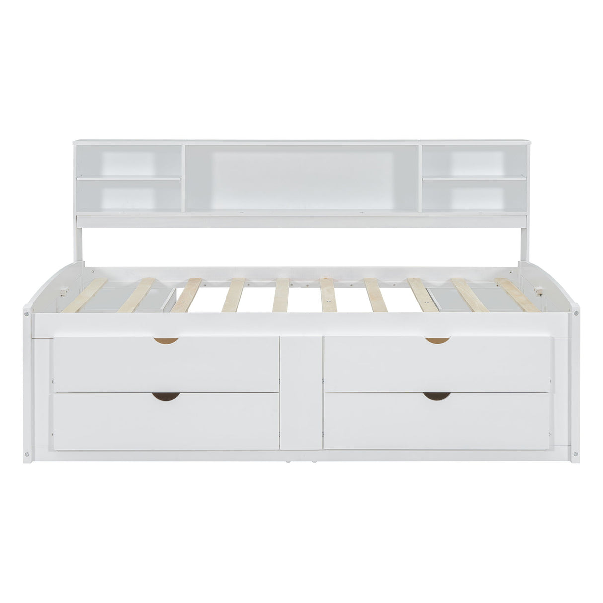 Daybed With 2 Bedside Cabinets, Upper Shelves And 4 Drawers