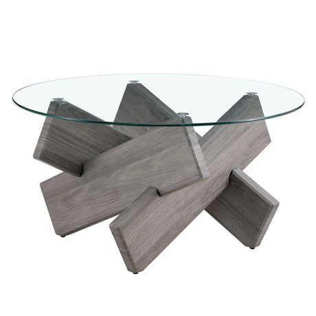 Modern Round Glass Coffee Table With Tempered Glass