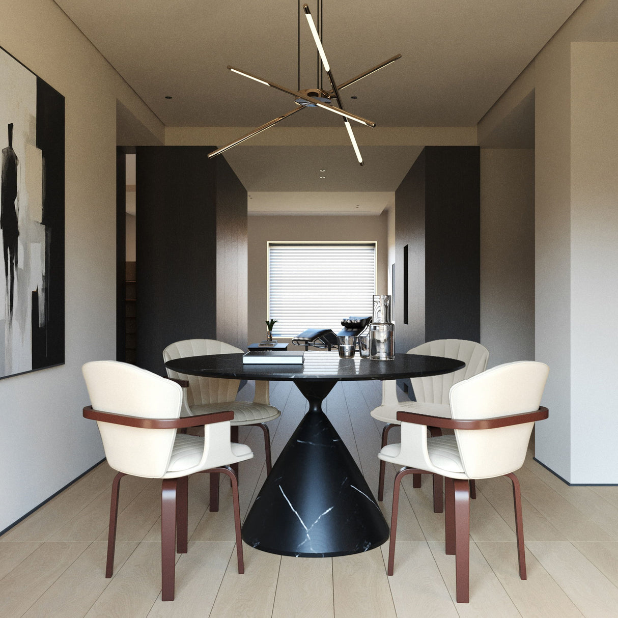 Mid Century Modern Bentwood Swivel Dining Chairs (Set of 2) - White / Walnut