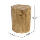 Hand Painted Wood Stump Style Outdoor Side Table - Light Brown