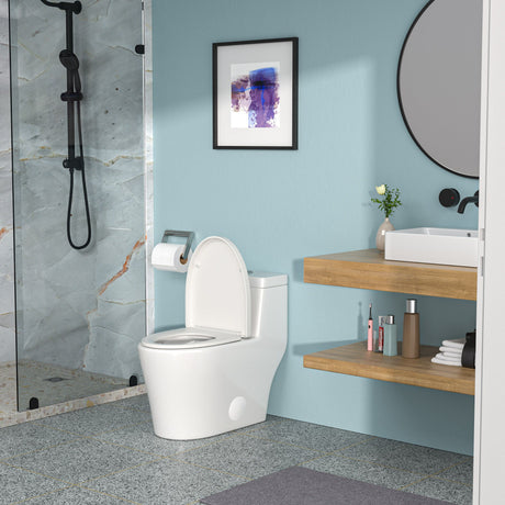 1 Piece Toilet, Dual Flush, Soft Closing Seat - White