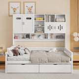 Daybed With All-In-One Cabinet And Shelf