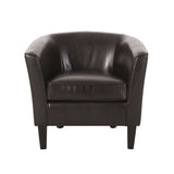 Faux Leather Club Chair With Curved Backrest - Brown