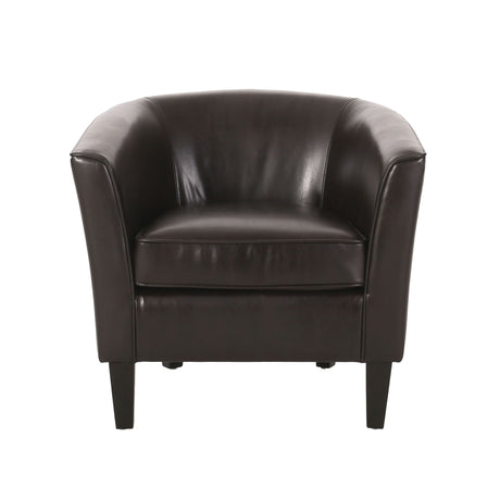 Faux Leather Club Chair With Curved Backrest - Brown