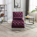 Velvet Chaise Lounge Indoor, Button Tufted Upholstered Chaise Lounge Chair With Pillow