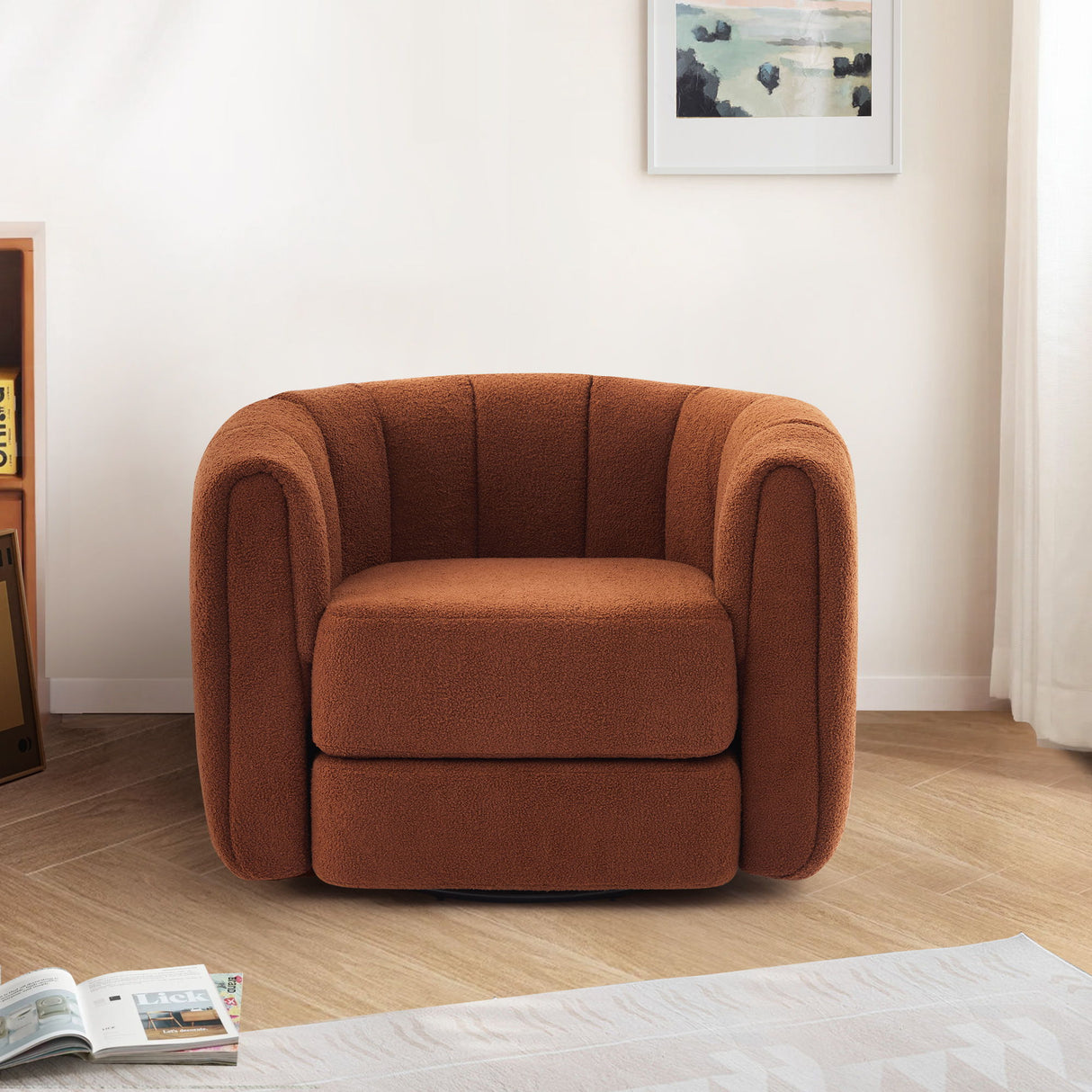Swivel Accent Chair Wide Upholstered For Living Room