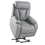 Electric Power Lift Recliner Chair, Fabric Recliner Chair, Home Theater Seating, Living Room Chair, Side Pocket, Remote Control - Light Gray