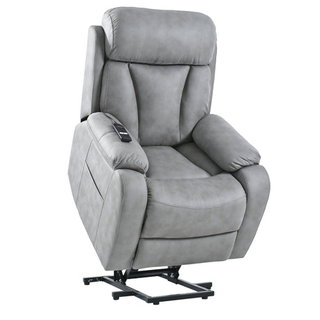 Electric Power Lift Recliner Chair, Fabric Recliner Chair, Home Theater Seating, Living Room Chair, Side Pocket, Remote Control - Light Gray